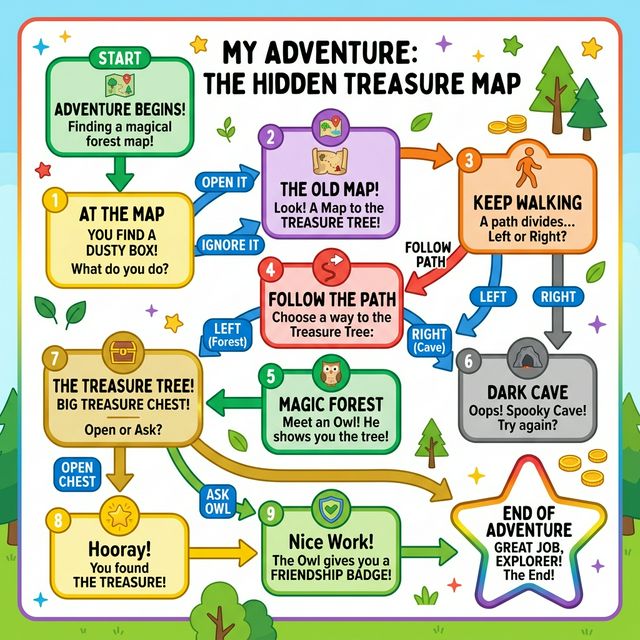 The node-based architecture of a simple Choose Your Own Adventure game