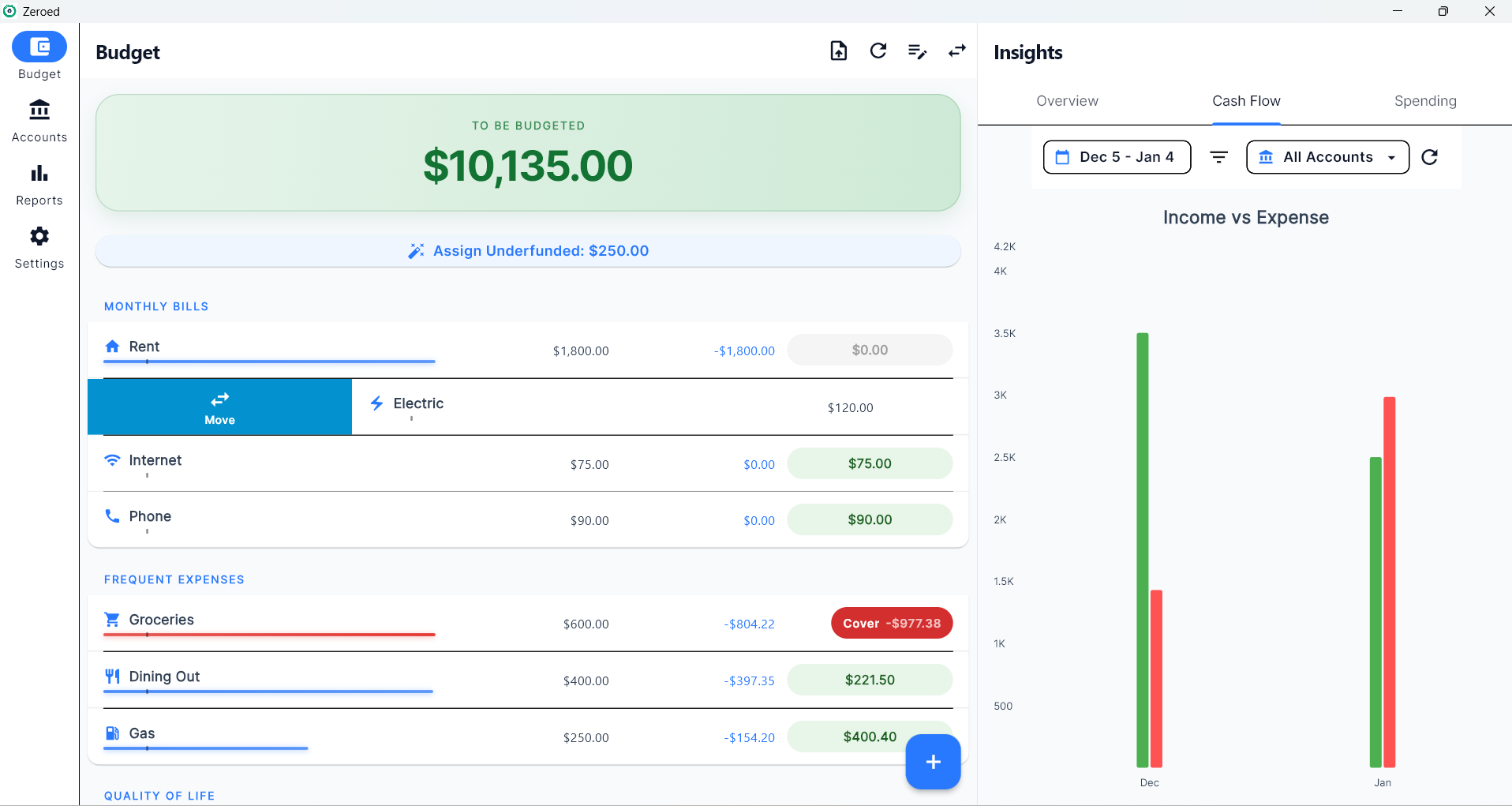 Zeroed App Screenshot